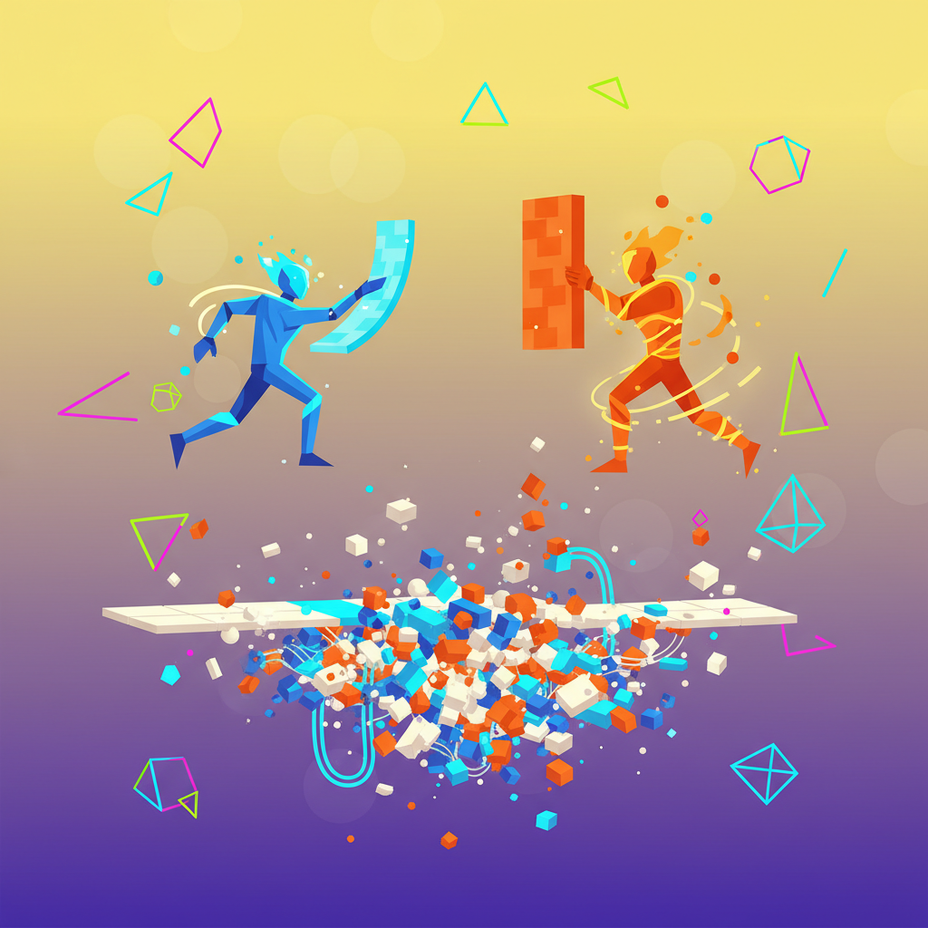 1v1.LOL Unblocked players building structures during a match.