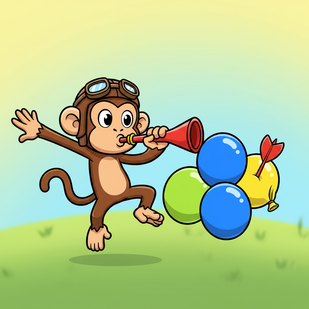 Bloons Tower Defense Unblocked monkey dart shooter launching projectile at bloons