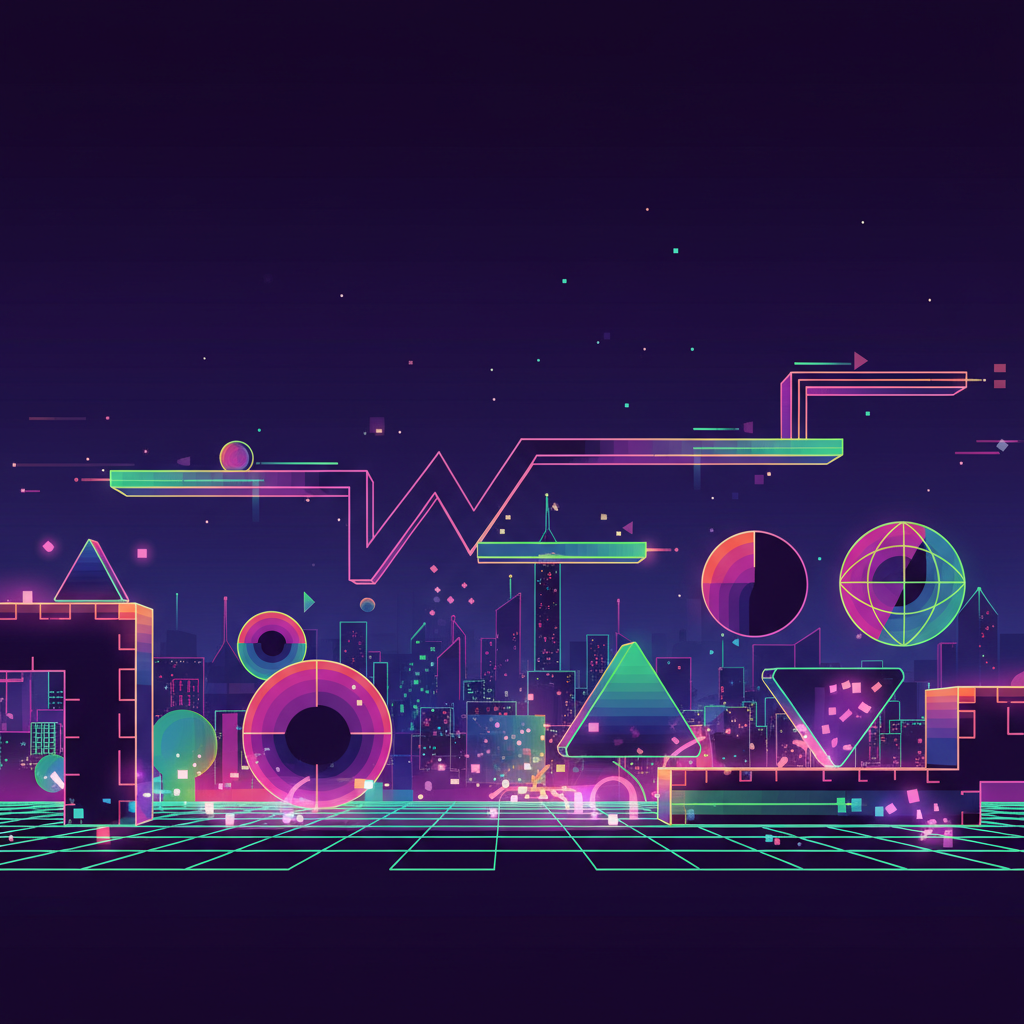 Geometry Dash Unblocked expansive neon level with geometric platforms.