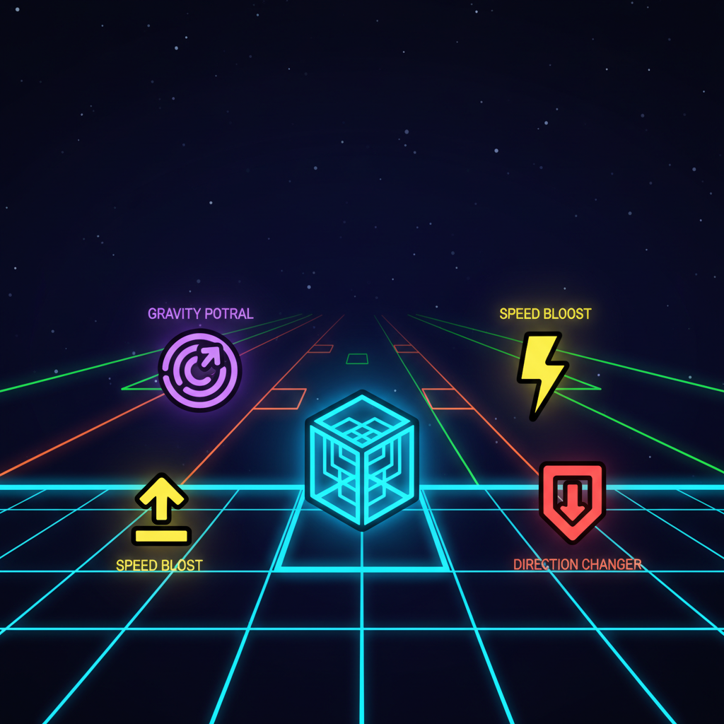 Geometry Dash Unblocked level editor showing geometric block placement.