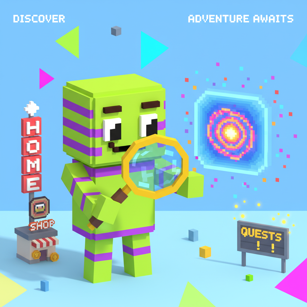 Krunker Unblocked character exploring a glowing community server portal