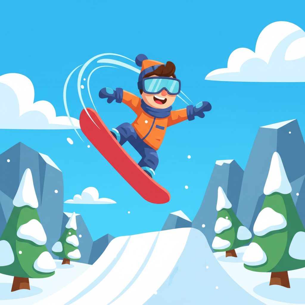 Snow Rider 3D Unblocked character doing a flip trick over a jump on a snowy course.