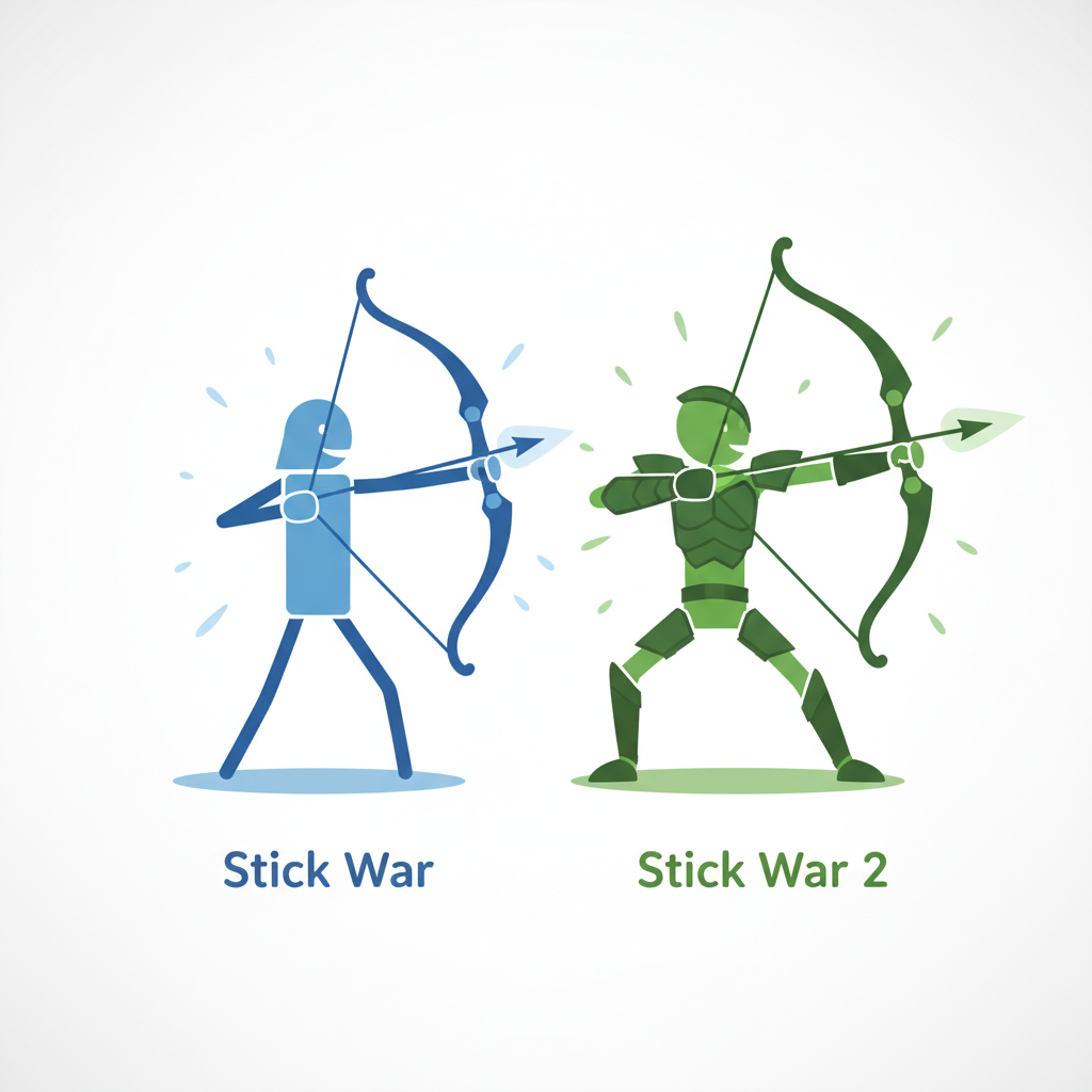 Stick War Unblocked blue archer next to green archer on white background