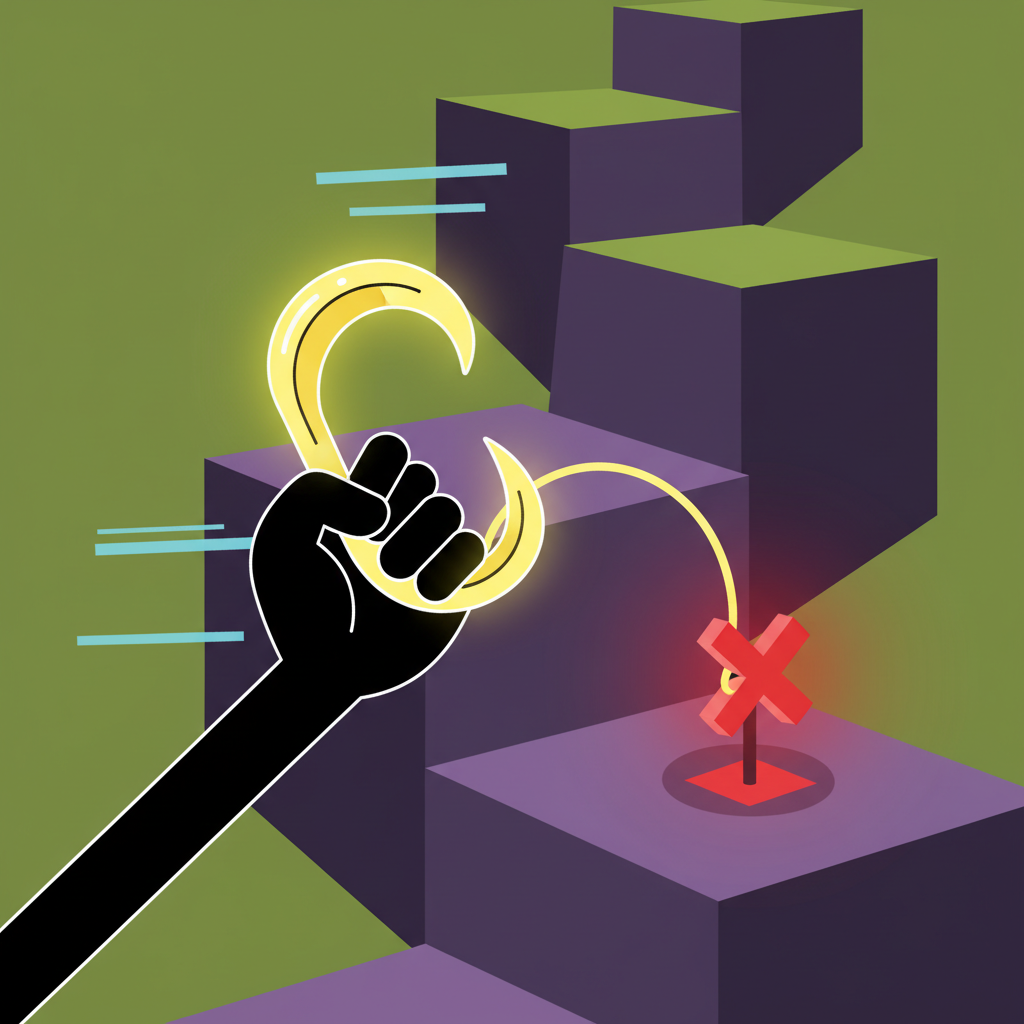 Stickman Hook grapple mechanic in action, showing skill.