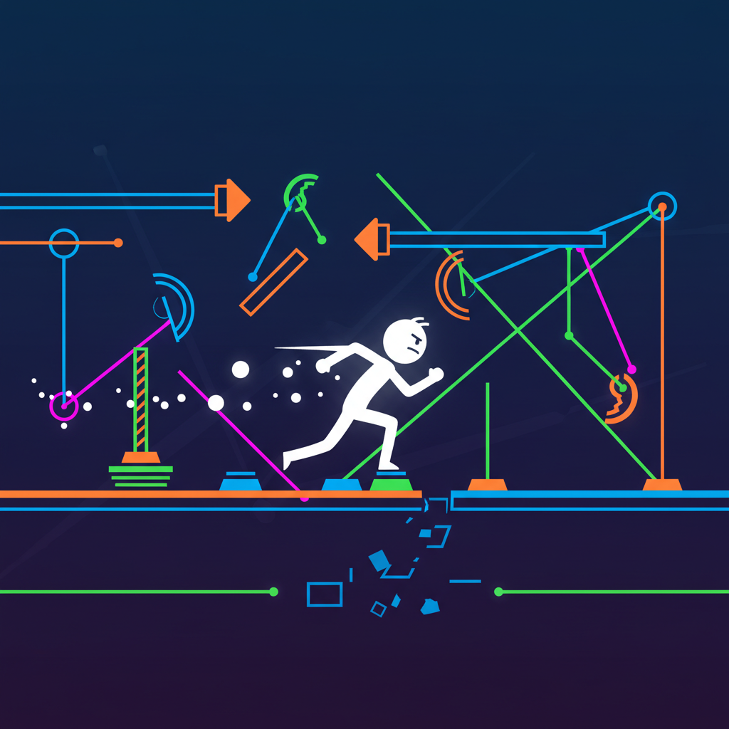 Stickman Hook character overcoming a challenging obstacle course.