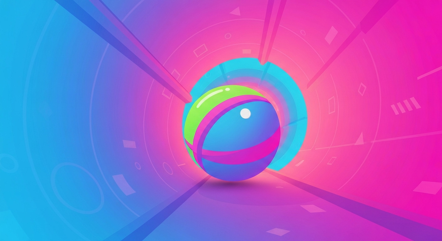 Color Tunnel Unblocked colorful ball rolling through a bright, abstract tunnel.