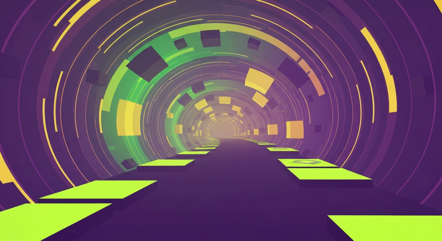 Color Tunnel Unblocked expansive abstract level with floating platforms and vibrant colors.