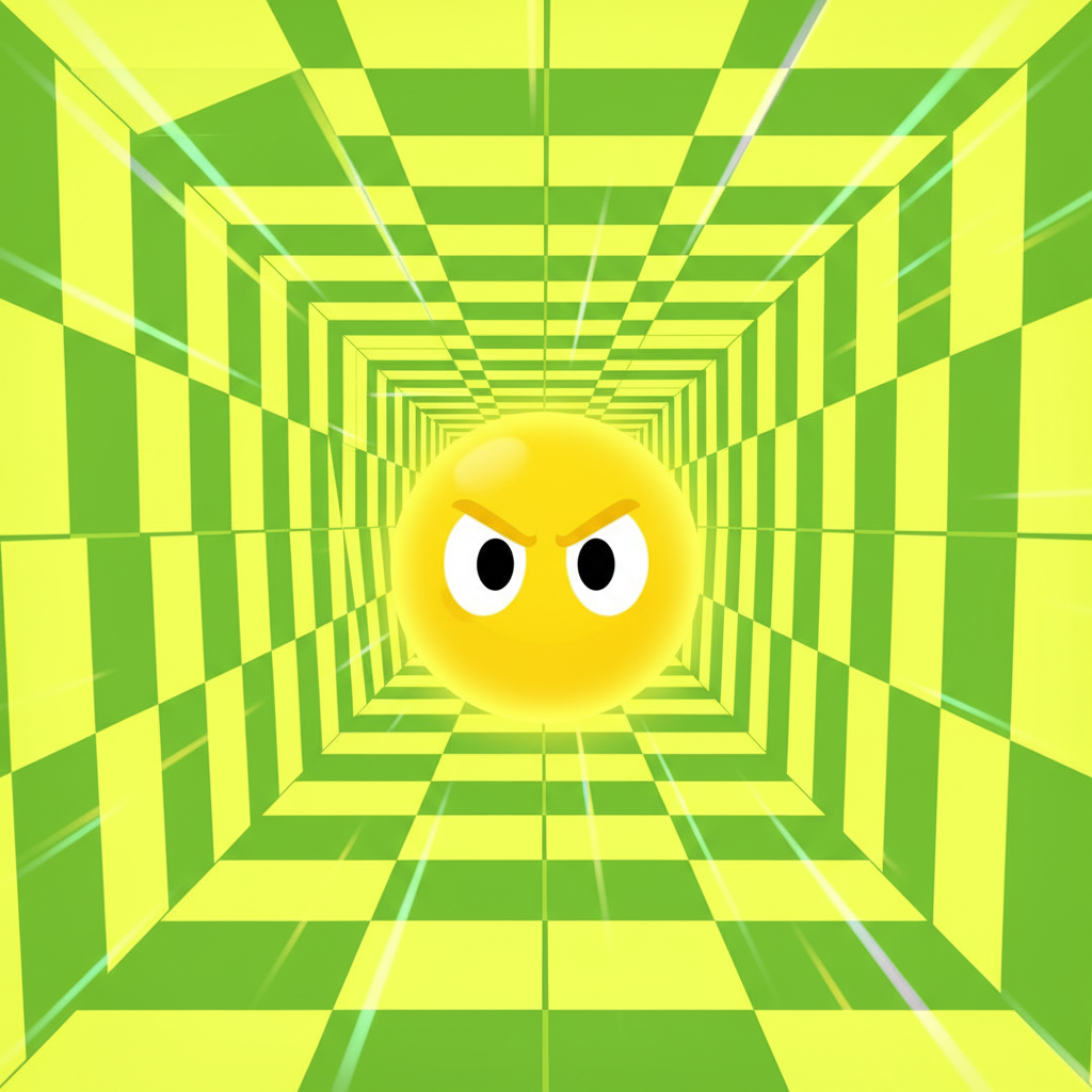 Color Tunnel yellow sphere focusing on passing through a difficult green and yellow block section.