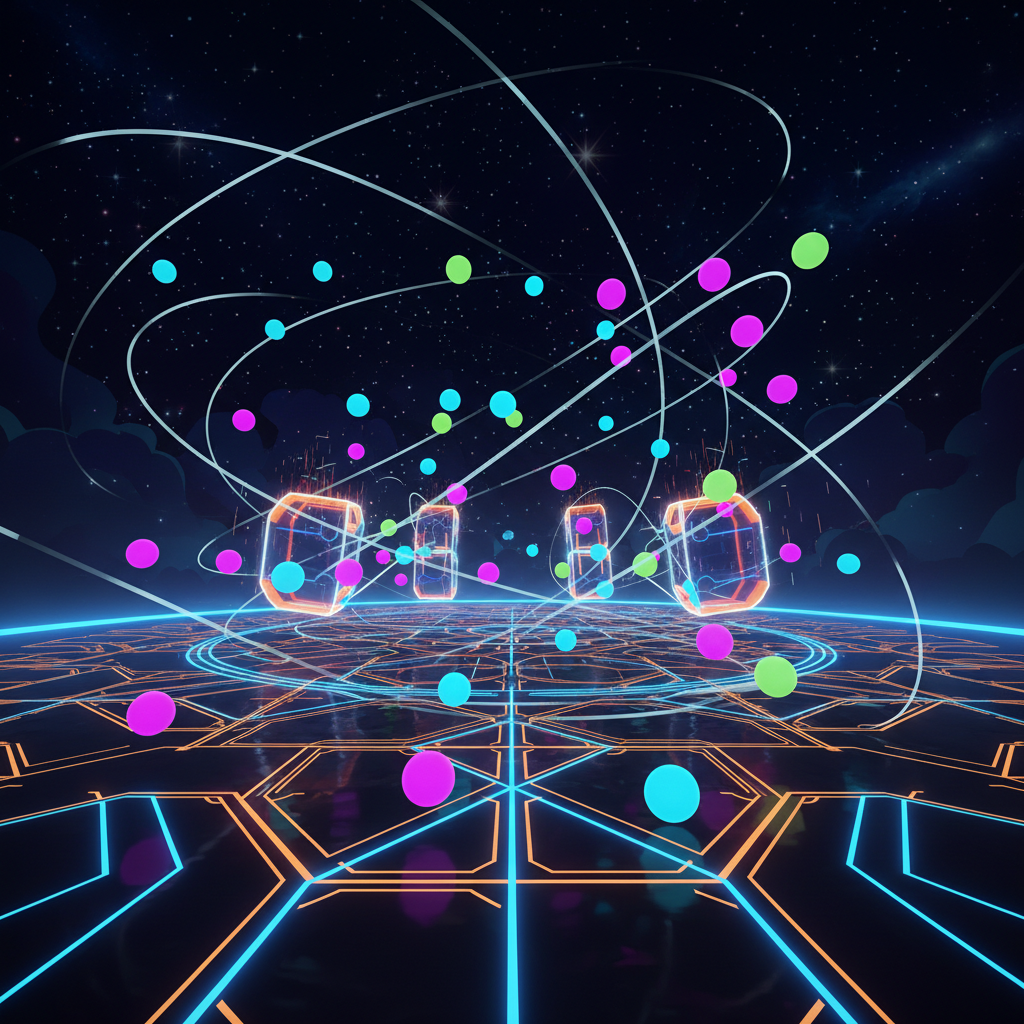 Idle Breakout expansive arena filled with colorful balls and glowing patterns