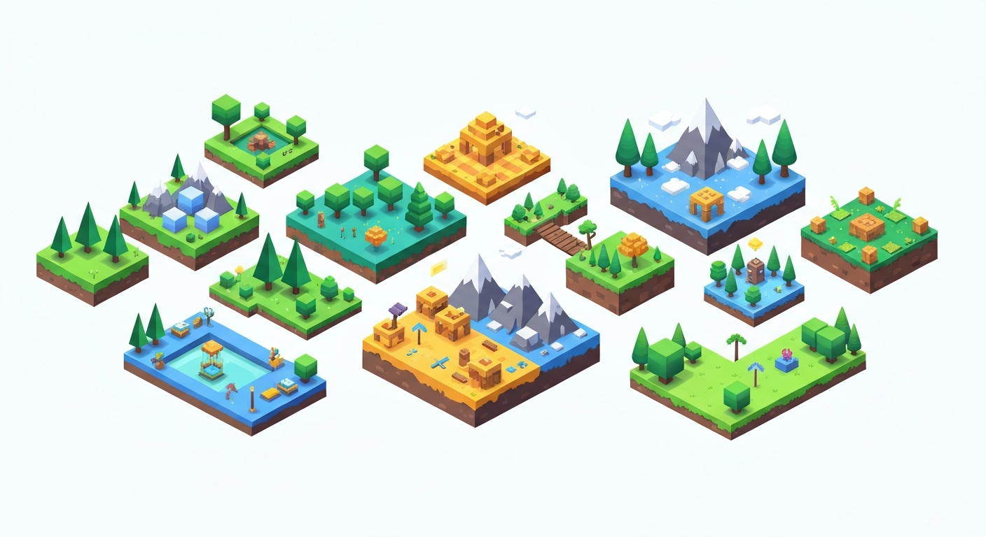 {'section': 'Top Unblocked Sandbox Games That Feel Like Minecraft', 'prompt': 'Clean, modern infographic illustration of