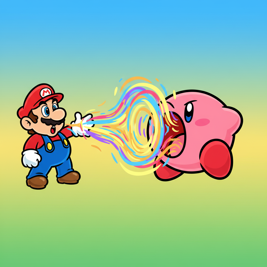 Super Smash Flash 2 Unblocked Kirby absorbing energy, illustrating a game mechanic