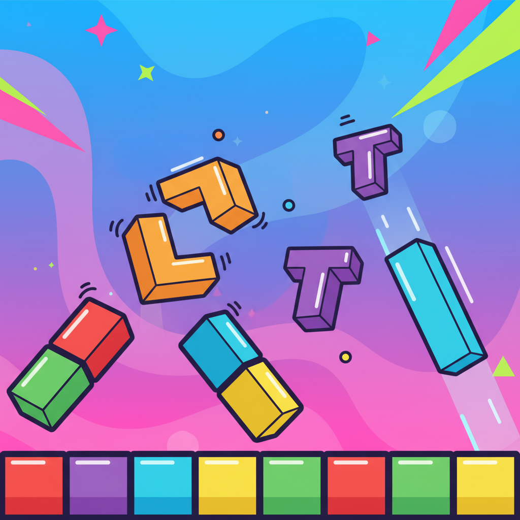 Tetris Unblocked blocks falling and rotating into place for a perfect fit