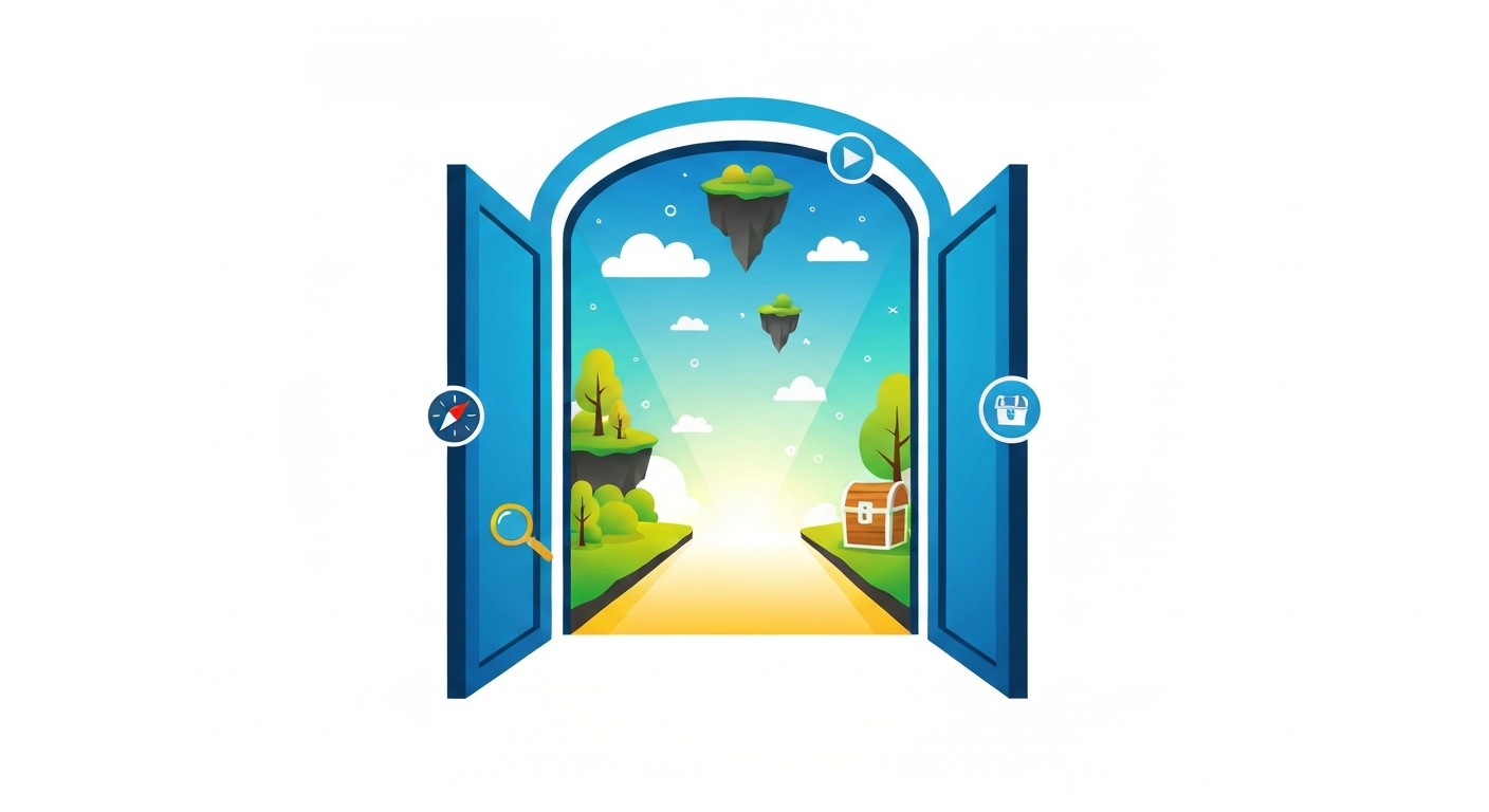 Unblocked adventure games concept: open gateway to exploration and discovery.