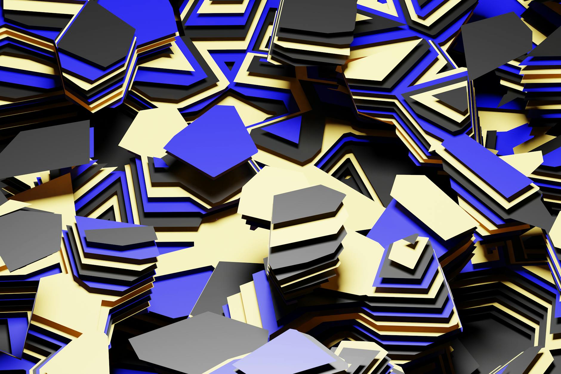 Wide view of a colorful, geometric floating island adventure game environment.