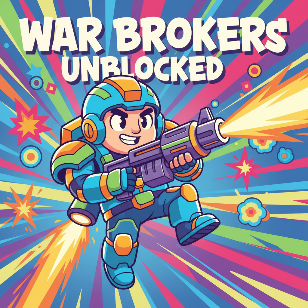 War Brokers Unblocked character firing a laser weapon mid-air