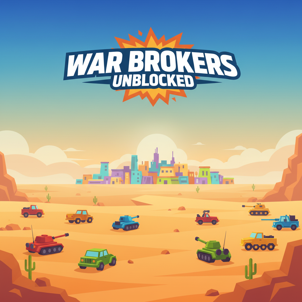 War Brokers Unblocked expansive desert level with vehicles and buildings