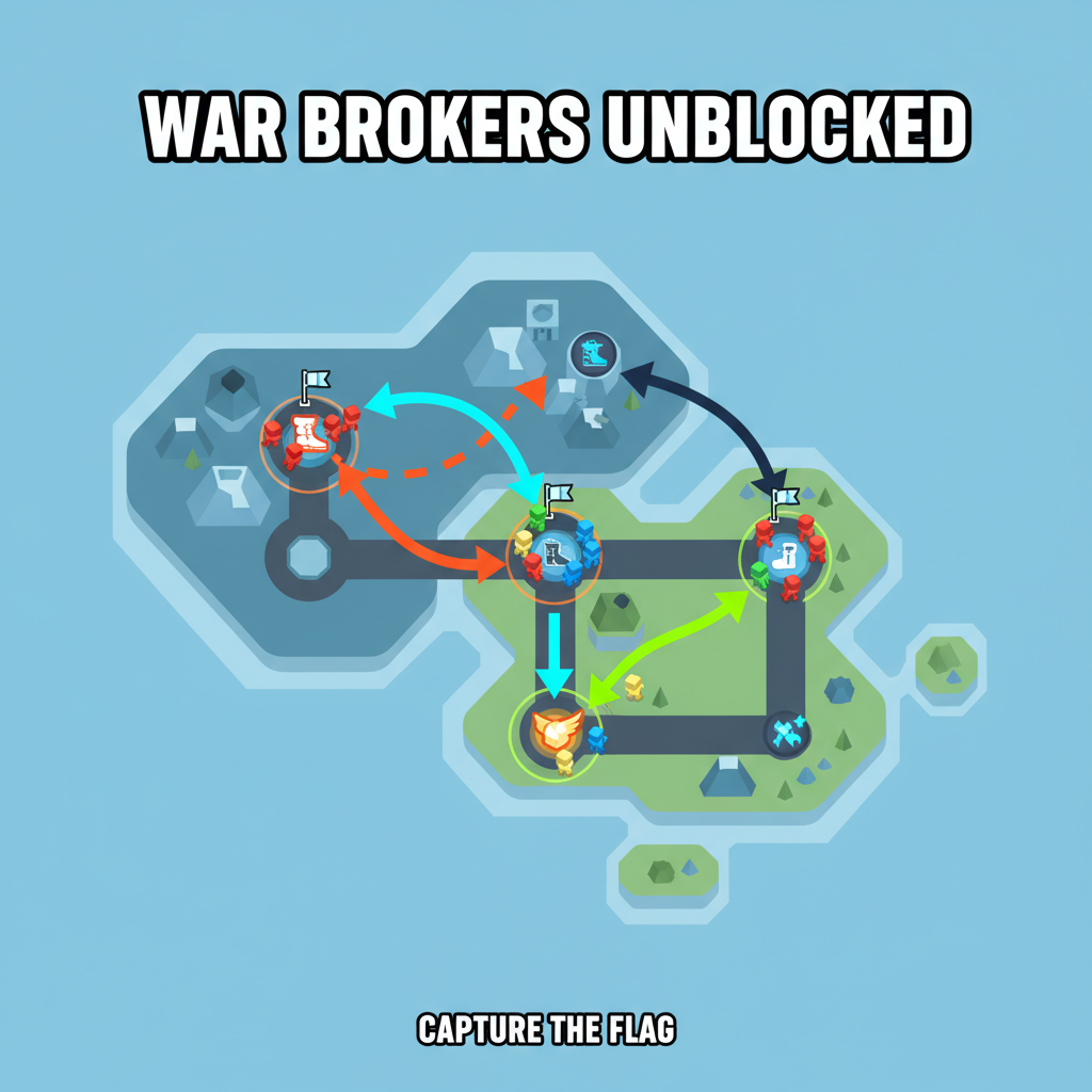 War Brokers Unblocked strategic top-down view of characters and objectives